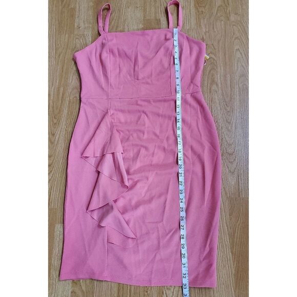 Bebe Coral Cascading Ruffle Front Tank Dress size 12- NEW - Picture 7 of 11